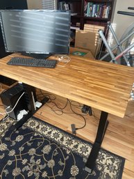 Butcher Block Desktop, Adjustable Height