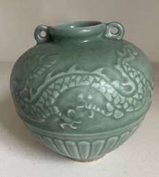 Celadon Dragon Vase Or Moon Flask