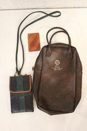 Vintage Brown Leather Bag, Wallet, Crossbody Bag  - Lot Of 3 Bas