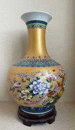 Chinese Jungsdezhen Ceramic Vase, Yellow   21 Inches