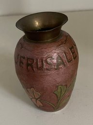 Brass And Cloisonn Vase From Jerusalem