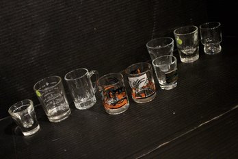 Shot Glasses, Including 2 Vintage Halloween Votive Candle Holders  - Lot 0f 9