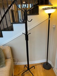 Metal Coat Rack With Spindle Decor