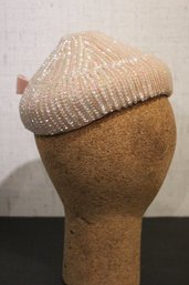Sequined Cocktail Hat, Champagne Ice Pink, Iridescent