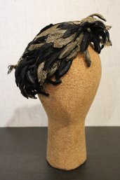 Black And Gold Feather Cocktail Hat