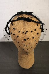 Vintage Black Dotted Mesh Birdcage Veil Fascinator Headband