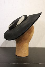 Vintage Black Boater Hat