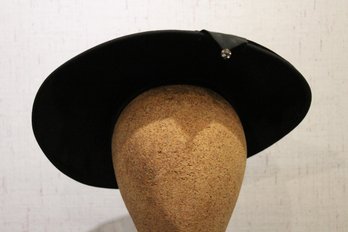 Vintage Peach Bloom Velour Black Velvet Hat