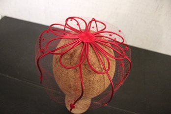 Vintage Red Dotted Birdcage Veil Headband