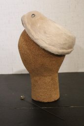 Vintage Ivory Faux Fur Pillbox Hat, Hair Pin