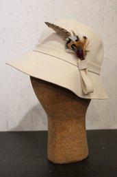 Vintage Betmar New York Wool Cloche Hat With Feather