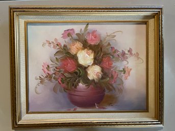 Original Signed Painting, Still Life With Roses