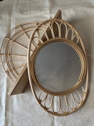 2 Pc Boho Wall Decor - Mirror And Shelf