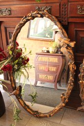 Love Birds Antique Style Gold Leaf Mirror