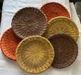 6 Autumn Vintage Wicker Plates / Chargers