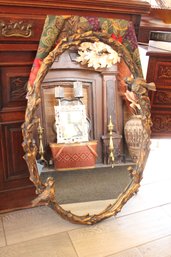 Another Love Birds Antique Style Gold Leaf Oval Wall Mirror