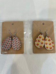 New Earrings, 2 Pairs,  Hearts And French Fries