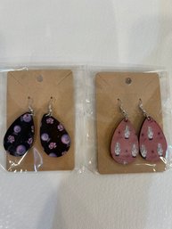 2 Pairs New Earrings,  Flowers And Hand Palms