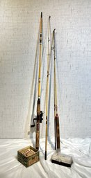 2 Vintage Fishing Poles With Accessories