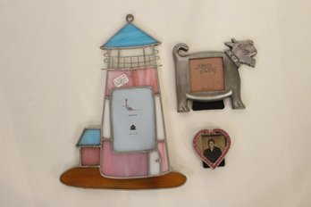 Assorted Decorative Picture Frames, Lighthouse, Puppy, Heart