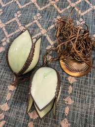 Vintage Slag Tulip Glass Lamp  : Ceiling  Glass Lamp, Pastel Green