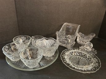 Clear Glass Assortment Including A Vintage Princess House Sleigh