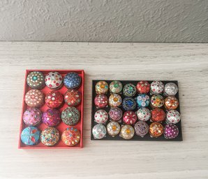 Small Decorative Jeweled Round Boxes - Two Sizes