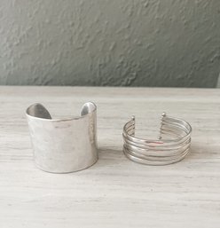 Two Silver Lucky Brand Cuff Bracelets