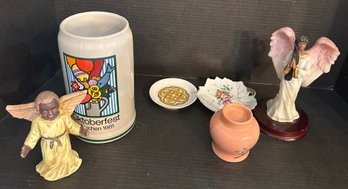 Collection Of Angels And Other Ceramic Pieces Including A Small George Briard Plate