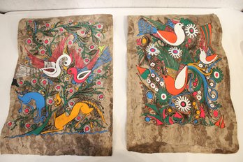 2 Mexican Amate Bark Paintings
