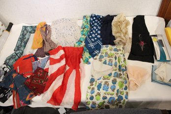 Assorted Long Scarfs, Square Scarfs, Japanese Flag, Apron