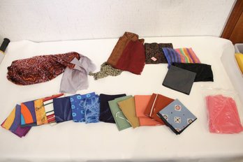 Assorted Hand Dyed Fabrics, Pocket Squares, Other Fabrics