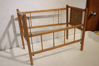 Vintage Wooden Doll Bed, Sliding Rail