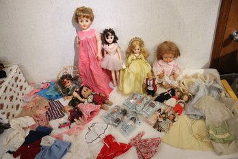 21 Vintage Dolls Lot 3, LuAnn Walker Doll, Mattel Timey Tell Doll, Vogue Ginny Doll