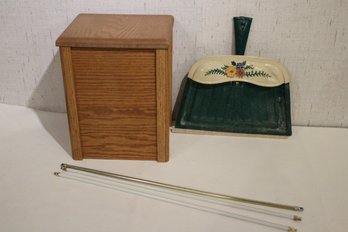 Wooden Mail Holder, Vintage Dustpan, 3 Adjustable Curtain Rods