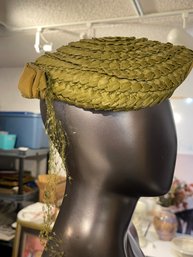 Vintage Hat # 14 - Green Straw