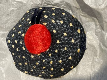 Vintage Hat # 15  - Blue Straw