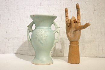 Vintage McCoy Vase, Artist Mannequin Hands
