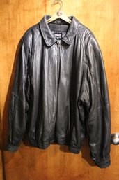 Tannery West Black Leather Bomber Jacket Men's XL