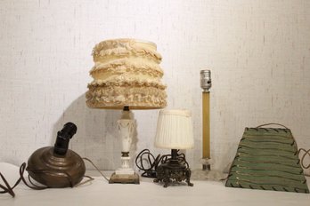 4 Vintage Lamps, Bronze, Lucite, Penetray Corp.