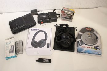 Cassettes, Cassette Players, Recorders, 2 Over The Ear Headphones, CD Player