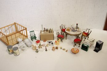 Doll House Furniture, Metal Shavings Dinning Table, Chairs