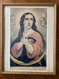Antique Print Of The Virgin Mary