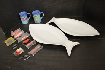 Cost Plus Turquoise Fish Mugs