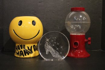 McCoy 'Have A Happy Day' Cookie Jar, Gumball Machine, Shoe Plaque