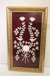 Vintage Traditional Cypriot Silk On Velvet Art, 29' 17' Frame