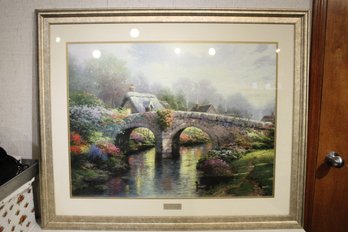 A Large Blossom Bridge Print By Thomas Kinkade