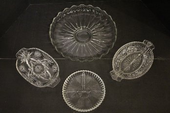 4 Vintage Crystal And Glass Dishes