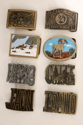 8 Souvenir Belt Buckles, Brass, NAP, Bighorn Sheep, The Mountain Ram, Chad Mfg Corp