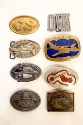 8 Souvenir Belt Buckles, Confederate States Reproduction, Boeing Superfortress, Lewis Watkins